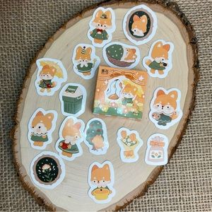 Fox Life, Picnics, Naps and Homemade Food, 45 Deco Stickers, Matching Box